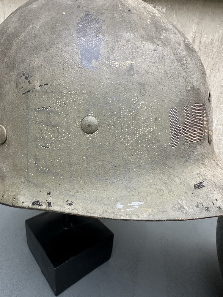 WW2 NAMED FIXED BALE HELMET MATCHED SET PAINTED INSIGNIA