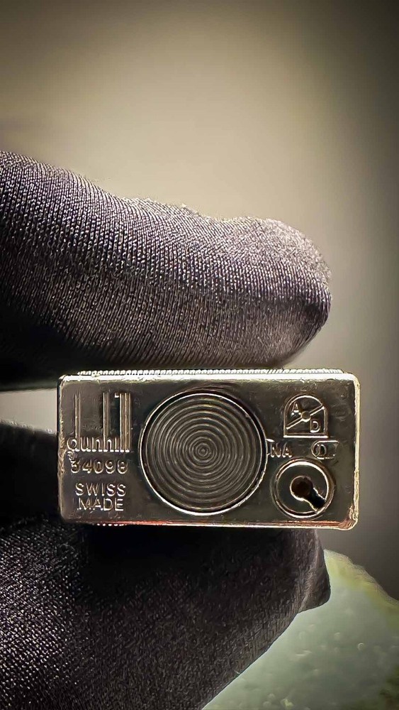 Rare Dunhill Rollagas lighter Silver Plated With Dunhill Logo Pattern
