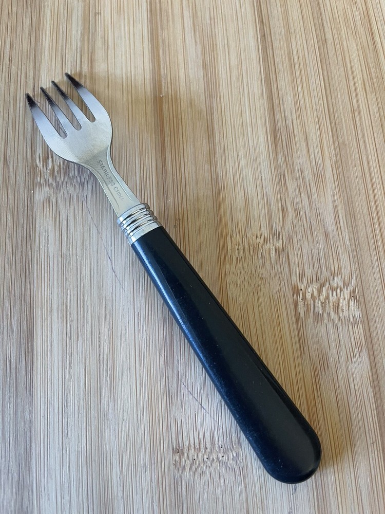 Gibson Stainless GIA3 BLACK Plastic Handle SALAD FORK 6” EUC