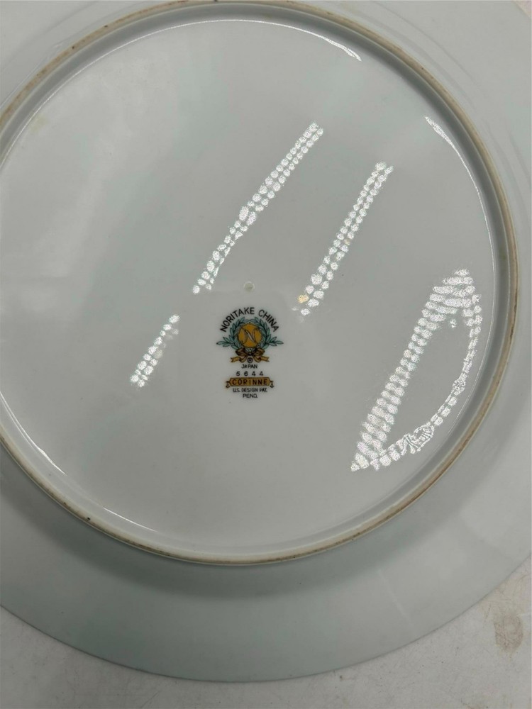 4) CORINNE NORITAKE DINNER PLATES BLUE FLORAL