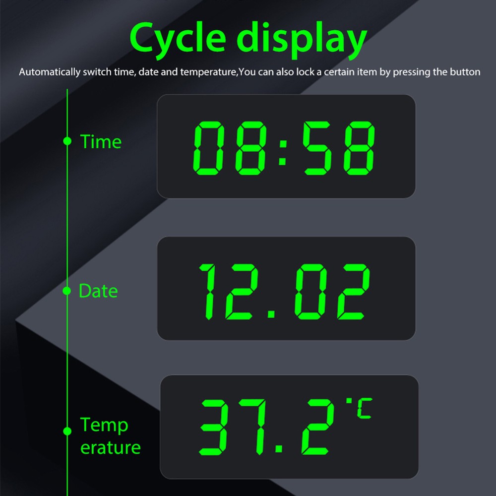 Car Interior Dashboard Clock Watch Time Digital Thermometer For Long Driving
