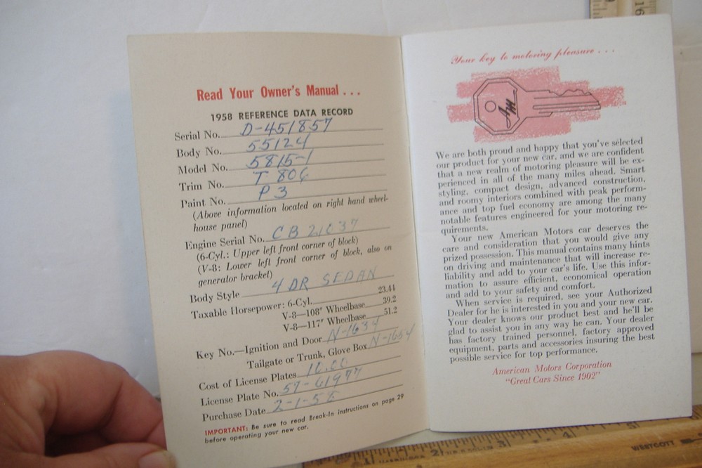 ~1958 RAMBLER OWNER'S MANUAL~