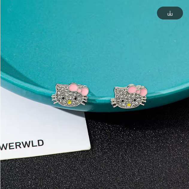Tiny Cute Hello Kitty Bling Stud Earrings New