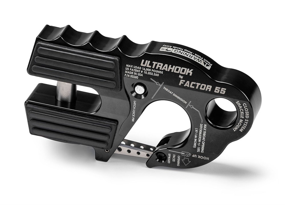 Factor 55 Ultrahook Closed System Winch Shackle Mount Black 00250-04