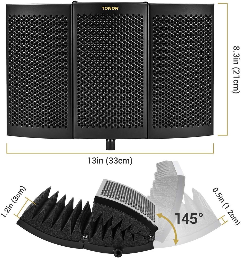Compact Microphone Isolation Shield for Superior Noise Reduction and Studio Use