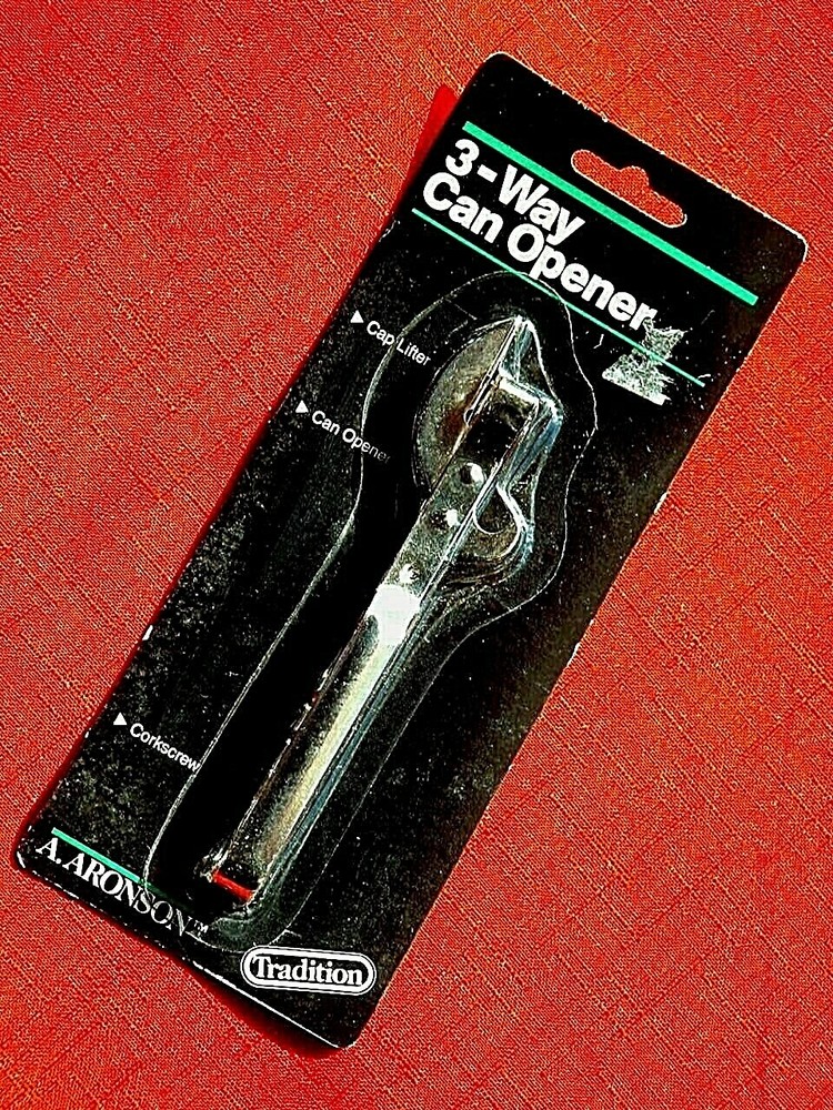 Aronson 3 Way Can & Bottle Opener Nickle Plated With Corkscrew