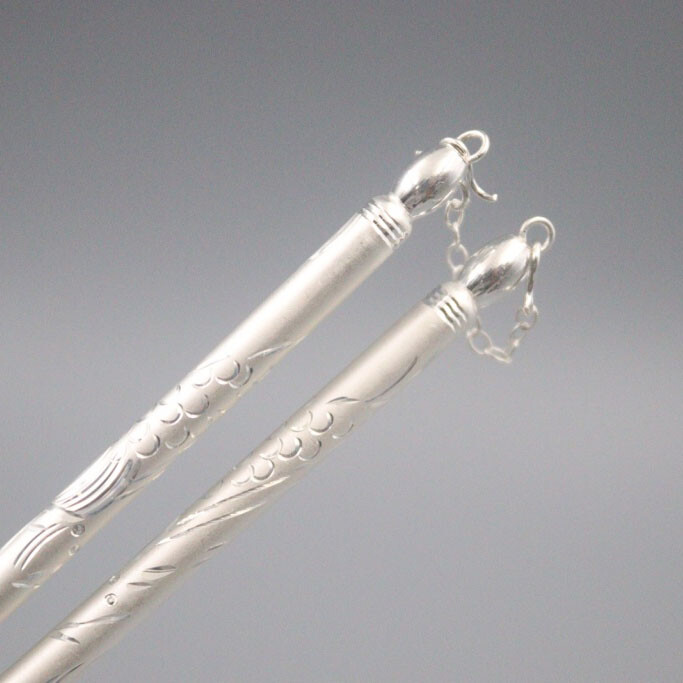 Real 999 Silver Chopsticks Home Tableware Dragon Pattern Crafts Chopsticks NEW
