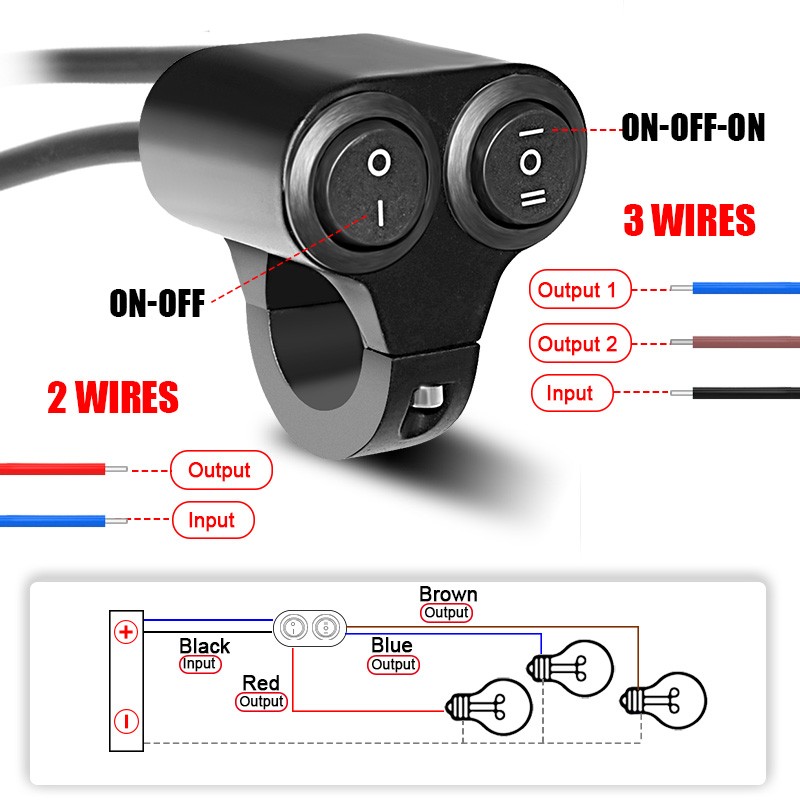 Motorcycle ON/OFF Switch 7/8" Handlebar Control Switches Dual Button Spot Light