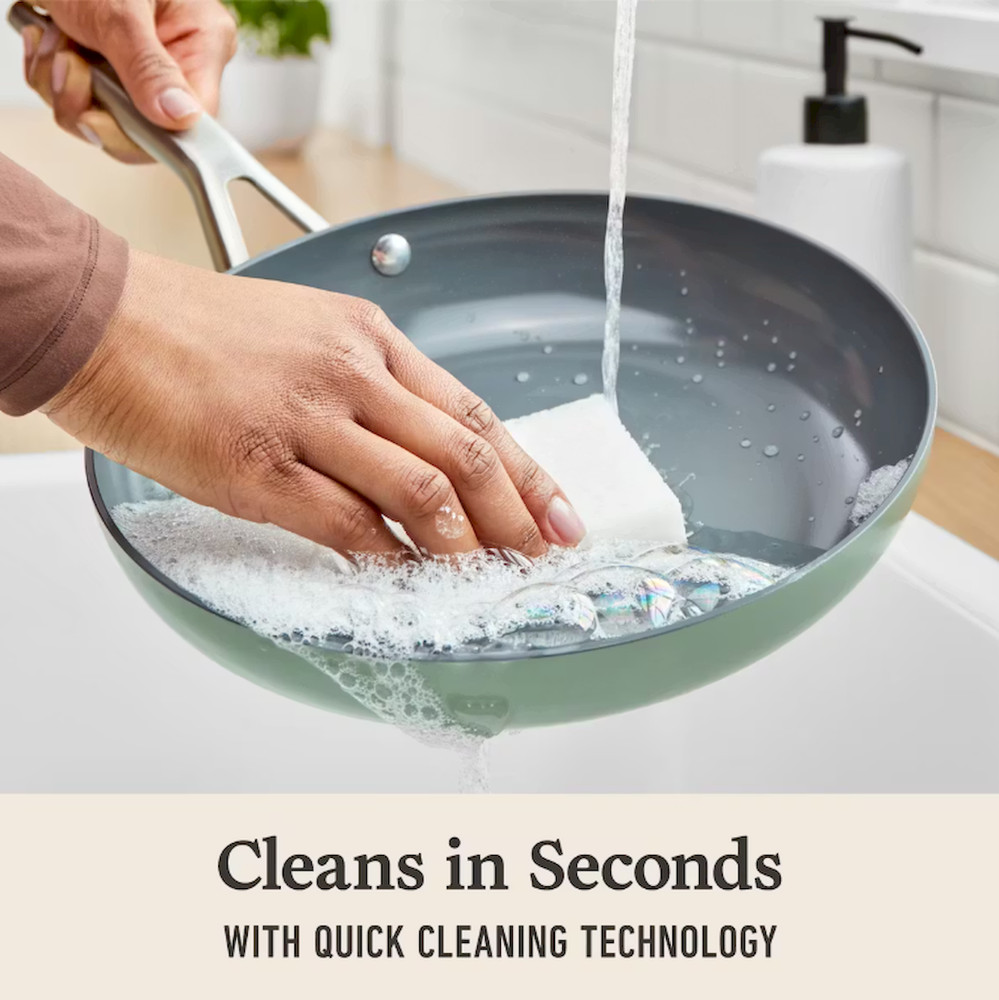 Calphalon Ceramic Nonstick 12-Piece Cookware Set, Silver Ash