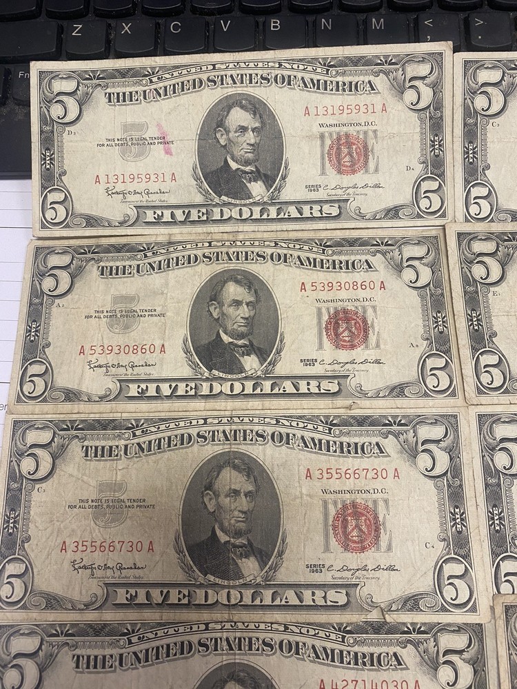 10pcs $5 Red Seal United States Notes****
