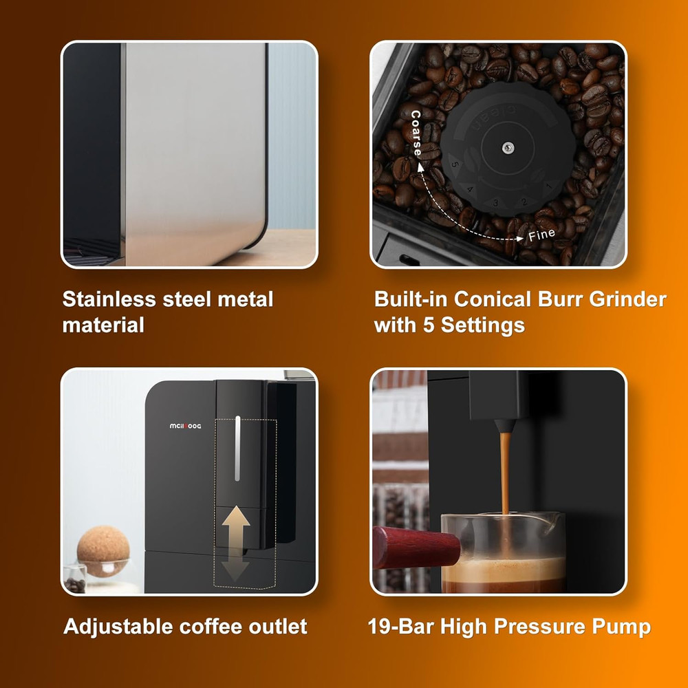 Super Automatic Espresso Machine with Grinder & WiFi Touch Screen