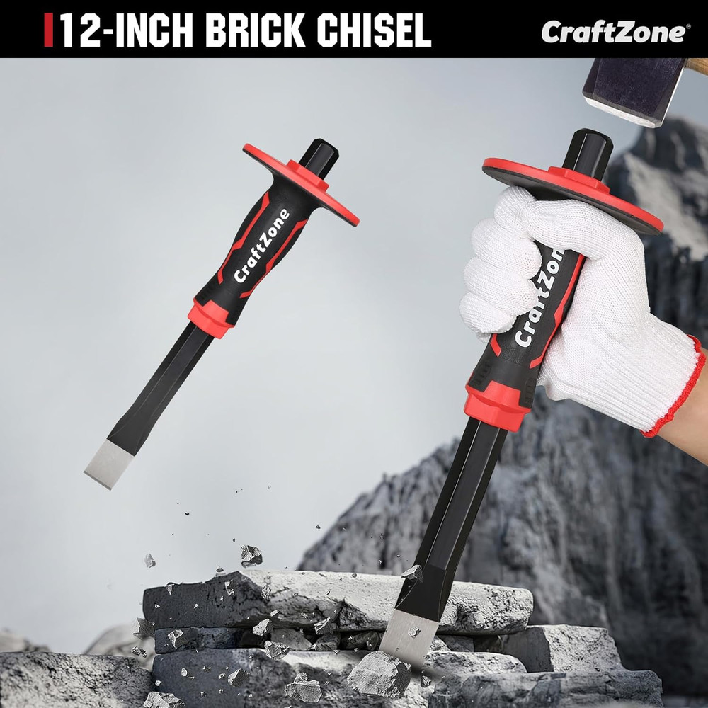 Masonry Chisel, Heavy Duty Flat End Rock Concrete Mortar Stone Brick Chisel with