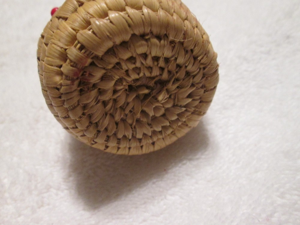 Mini Coil Basket With Lid & Bead Work Decorations