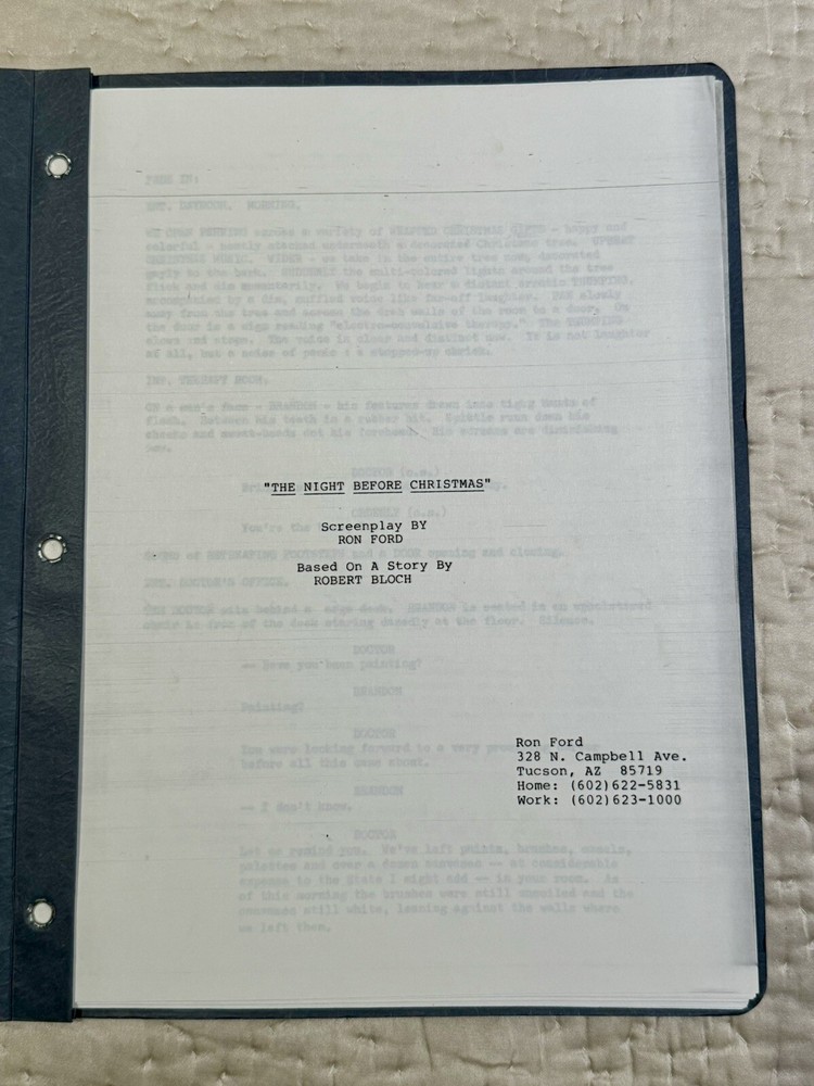 "THE NIGHT BEFORE CHRISTMAS" Script by RON FORD based on ROBERT BLOCH Story