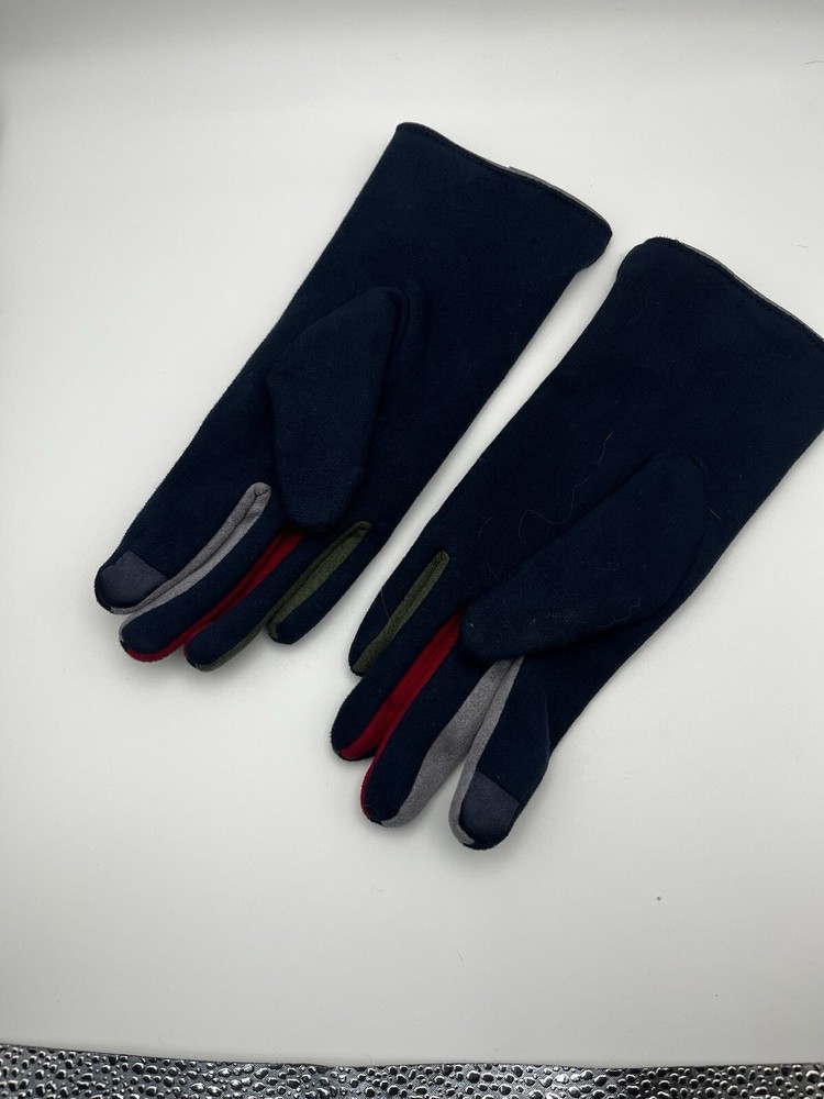 Suede Driving Gloves Navy Blue Multi-color