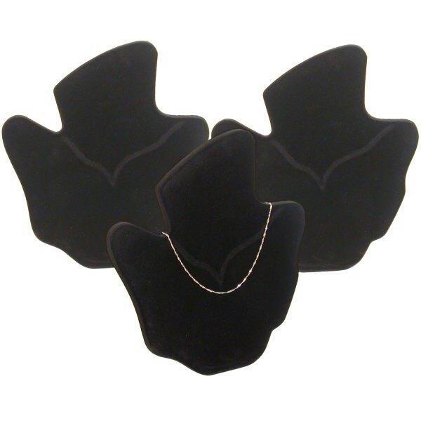 3 Black Flocked Bust Chain & Necklace Displays