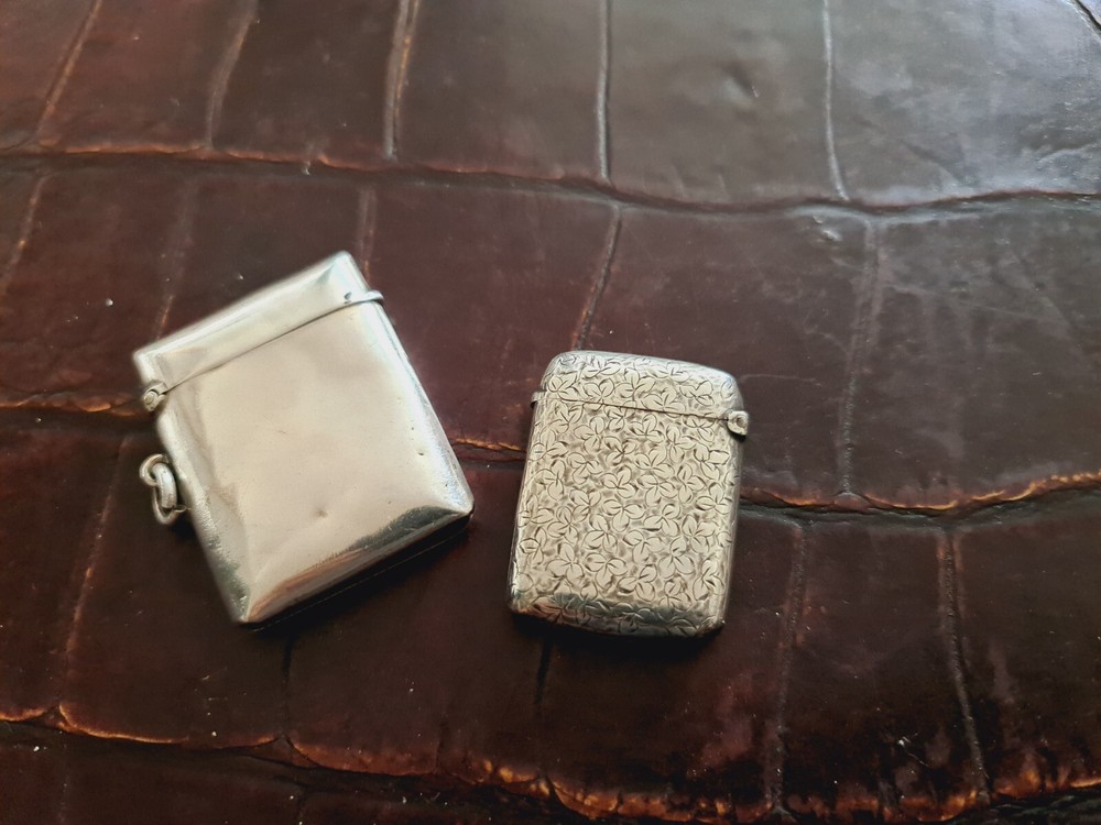 Antique Hallmarked Silver Vesta Cases Victorian X 2