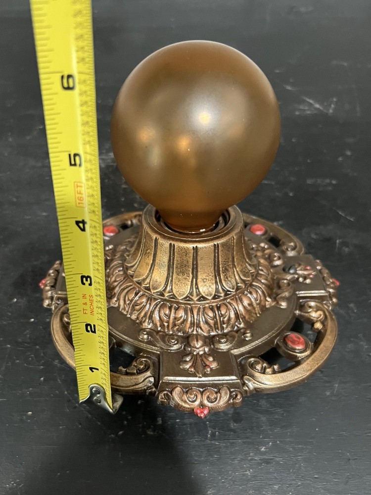 Pair Polychrome Rewired Single bulb flush mount ceiling fixtures 34B