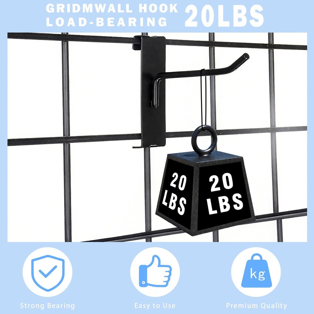 32 PCS Gridwall Hooks 4 Inch Heavy Duty Black Display Hooks For Wall Panel