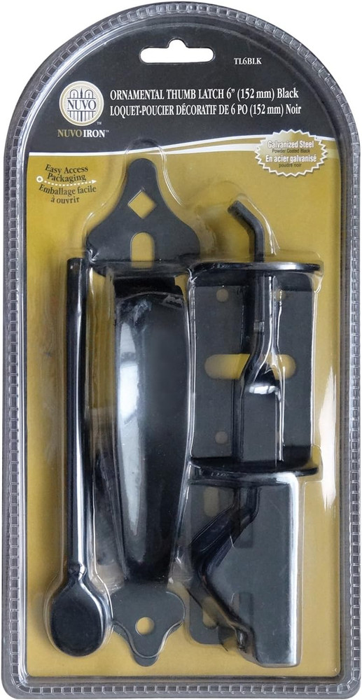 Black Galvanized Steel 6" Thumb Latch - Gate Hardware