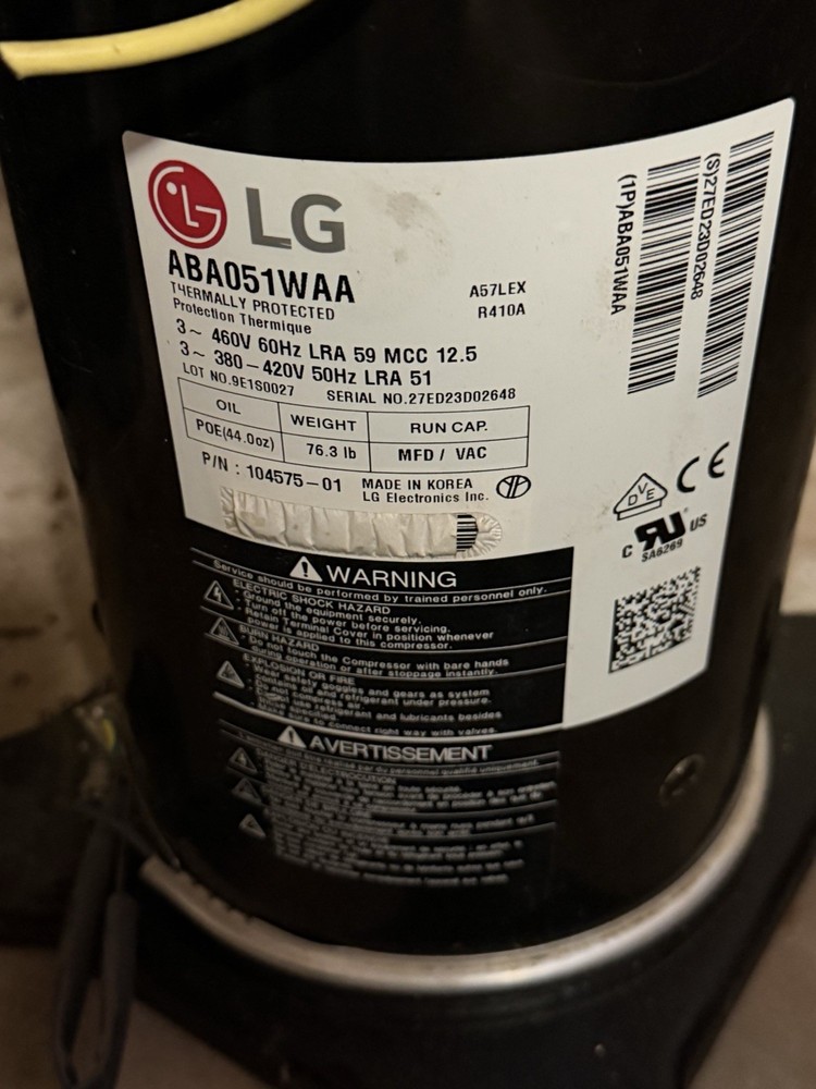 LG Compressor Model # ABA051WAA/A57LEX