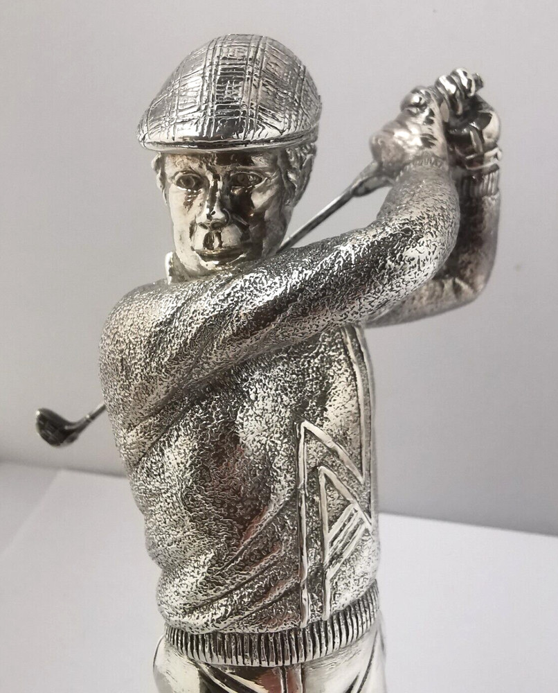 Large 8 Inch Solid Silver Golfer Figurine Or Trophy - Sheffield 1987