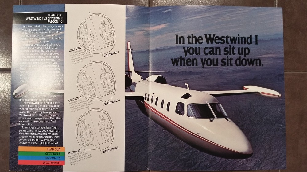 3 Atlantic Aviation Westwind 1 vs Lear 35A, Citation II & Falcon 10 Brochures