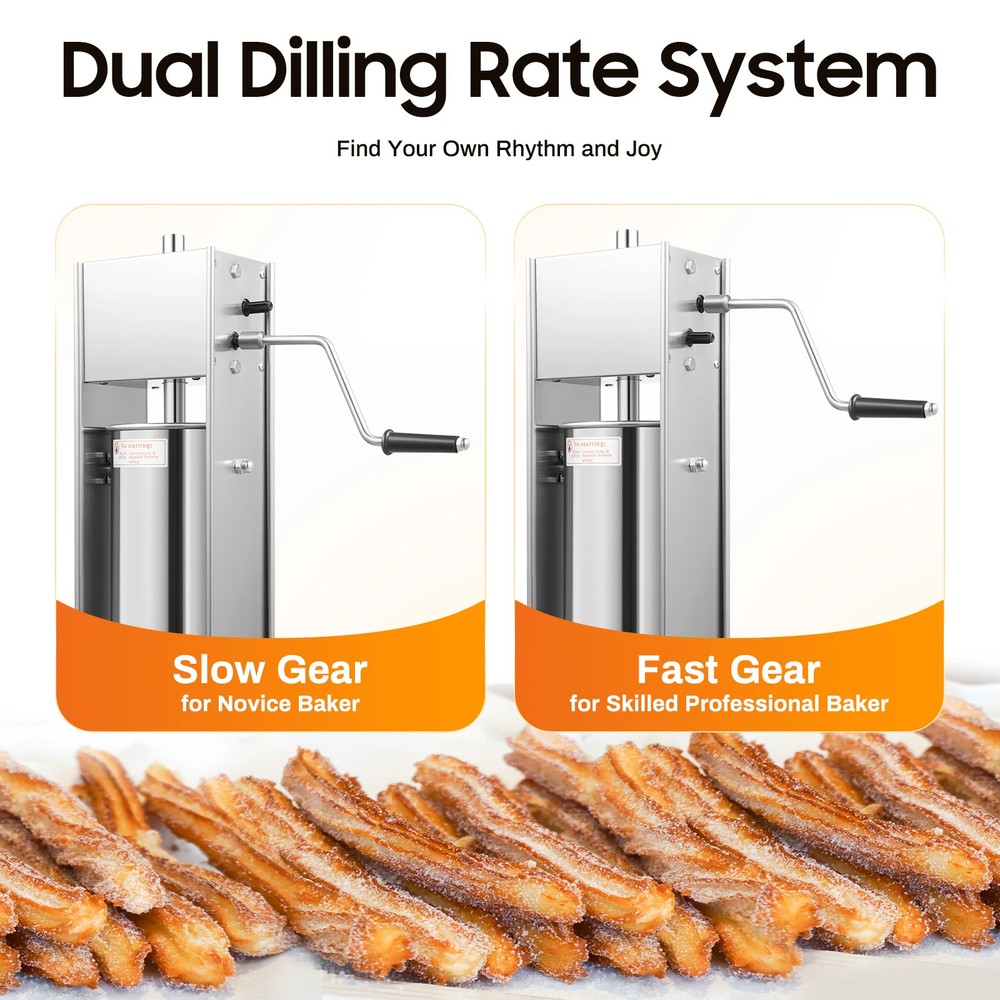 1.32gal Manual Churros Machine with 6 Nozzle Vertical Churrera Maker