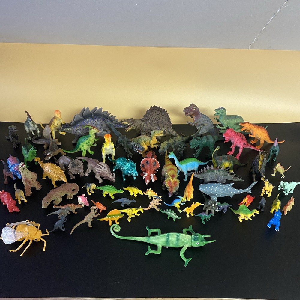 Lot 60+ Vintage Plastic Dinosaur Figures Mixed Prehistoric Toy Bundle Bulk