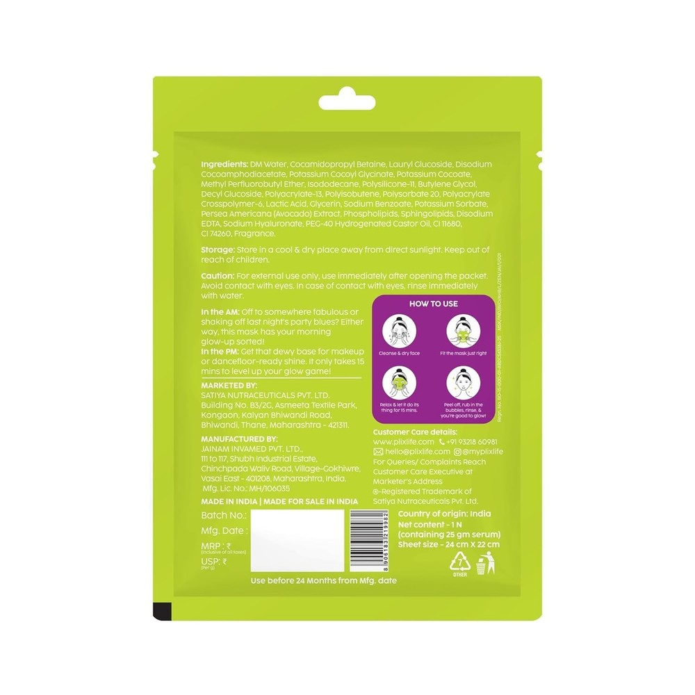 PLIX Avolicious Hydra Boost Bubble Sheet Mask