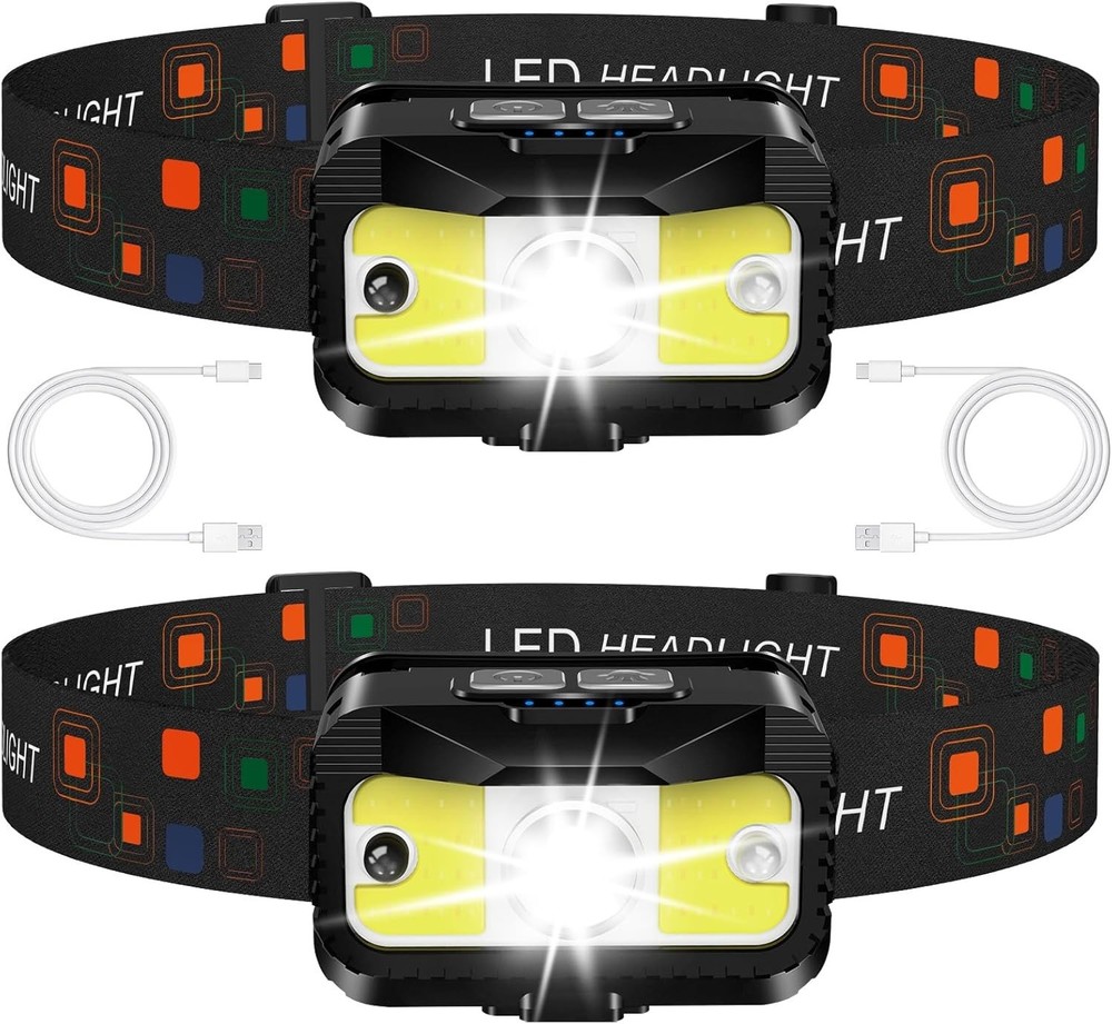 Lightweight Motion Sensor Headlamp with Rechargeable Feature – 2 Pack Value Set