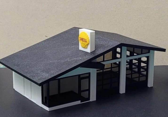 Mid-Century Gas Service Station Model Kit HO