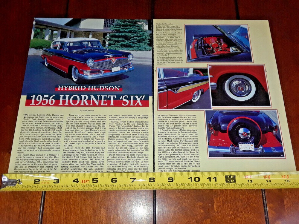 1956 HUDSON HORNET SIX ORIGINAL 1987 ARTICLE