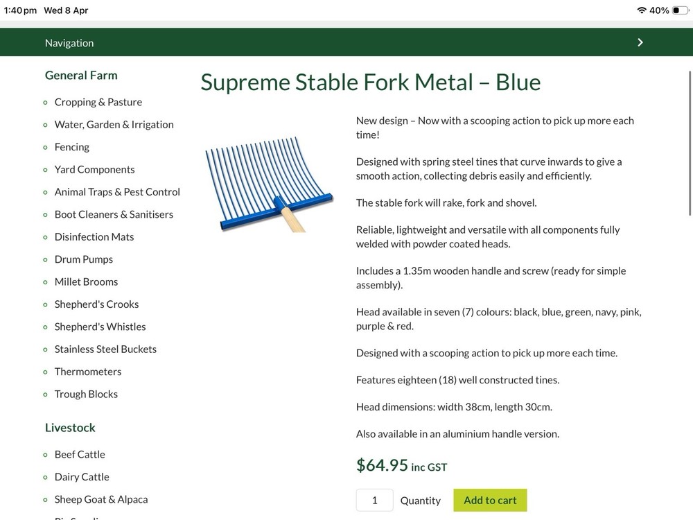 Bainbridge Supreme Stables Metal Fork