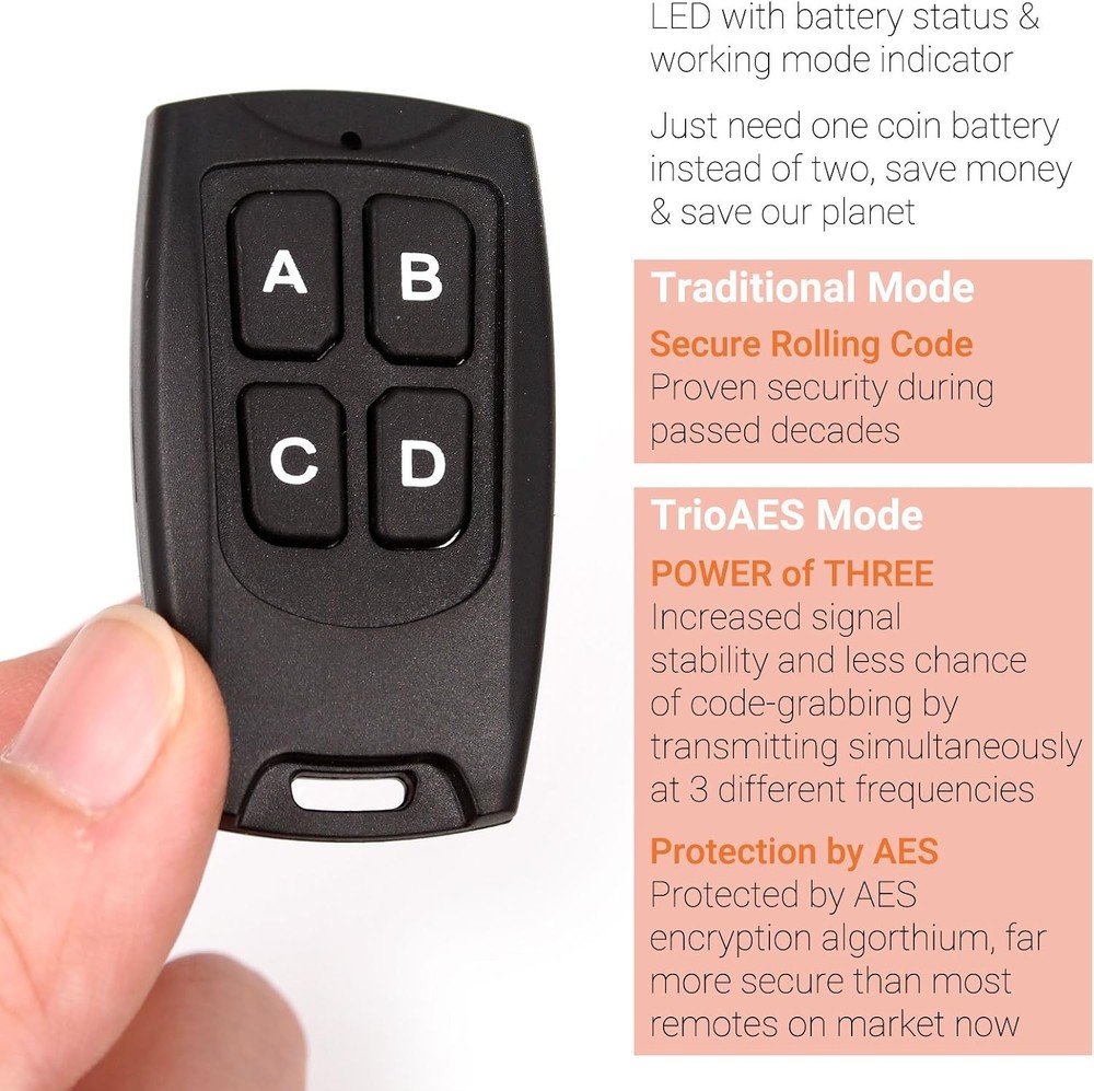 Solidremote Secure Rolling Code Remotes 2 Pack, Compatible with KIT-1 & KIT-2