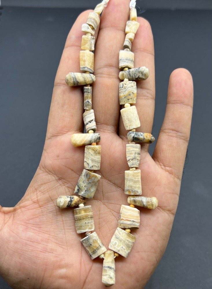 Ancient Old Bactrian Era Greco Alabaster Stone Antique Beads Sting