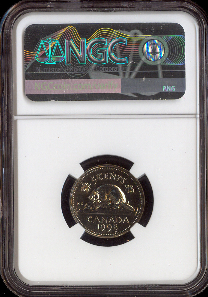 1998 Canada 5 Cents 5C NGC MS67 MAC- Quality