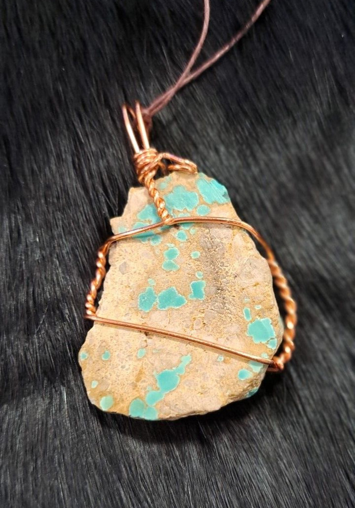 Amazonite in Copper Wrap Pendant