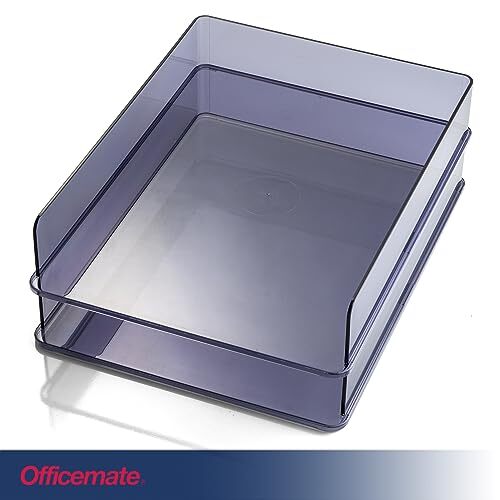 Stackable Letter Trays made from Recycled Bottles Translucent Gray 2 Pack 21040