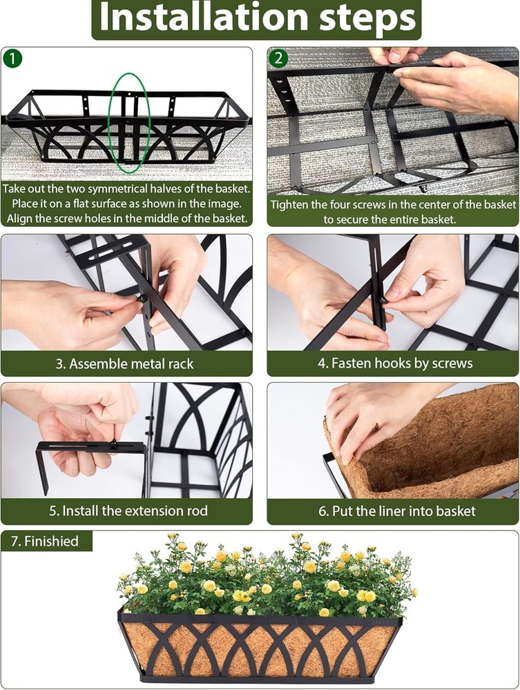 Deck Railing Planter Window Box 3 Pack 24 Inch Deck Balcony Rail Planter W/