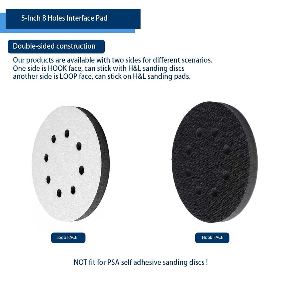 2Pcs 5 inch Hook Loop Soft Foam Interface Sanding Disc Sander Buffer Backing Pad