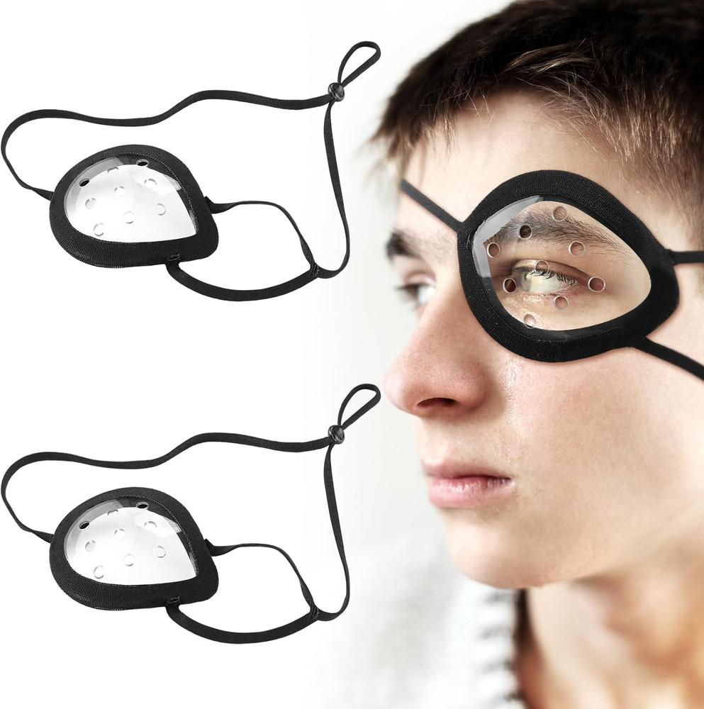 2 Pack Ventilated Eye Shields, 9-Hole, Adjustable Strap, Post-Surgery Protection