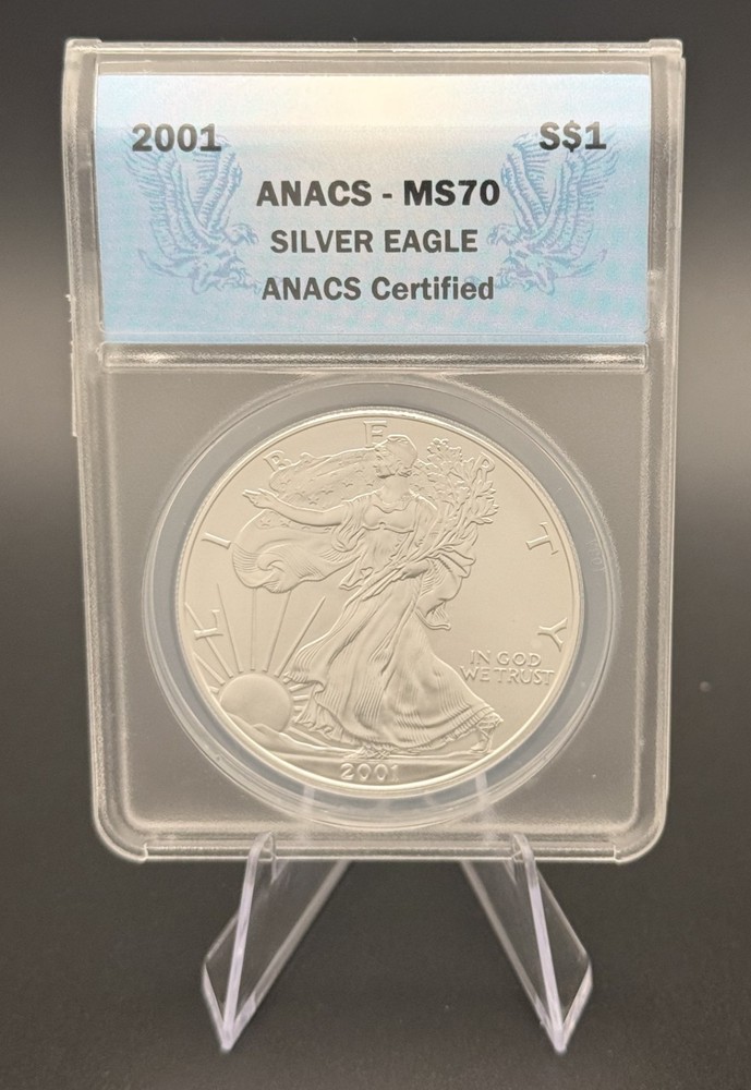 2001 $1 Silver Eagle MS70 ANACS CERT