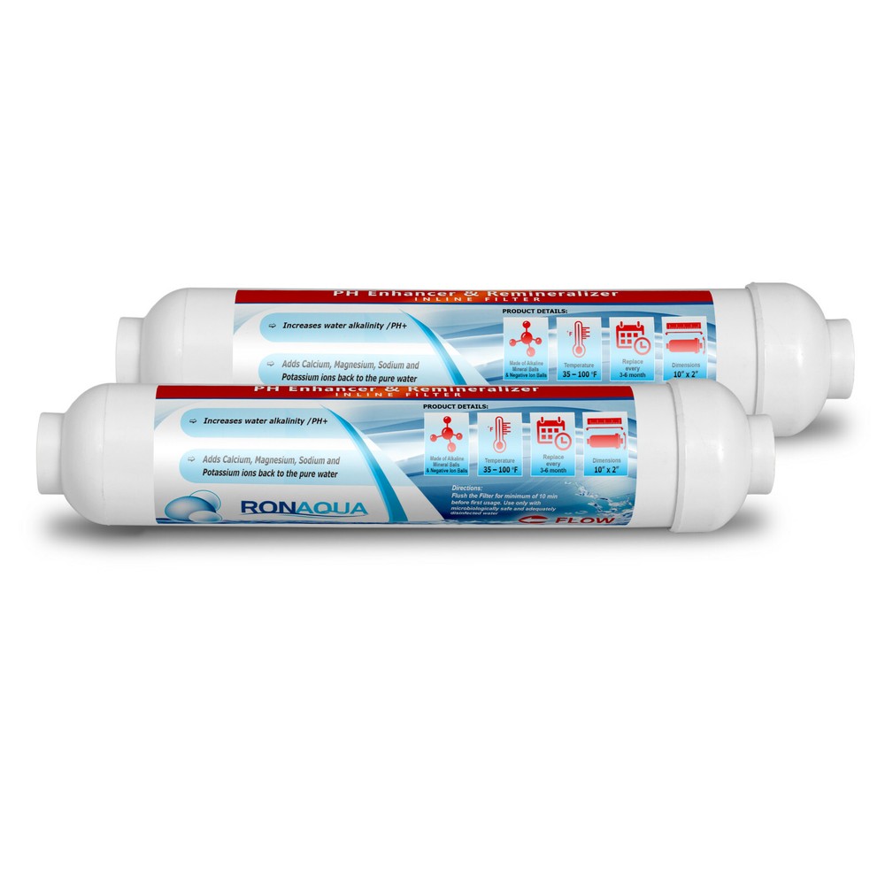 2 Alkaline in-line Water Replacement Filter - PH Enhancer, and Re-Mineralizer