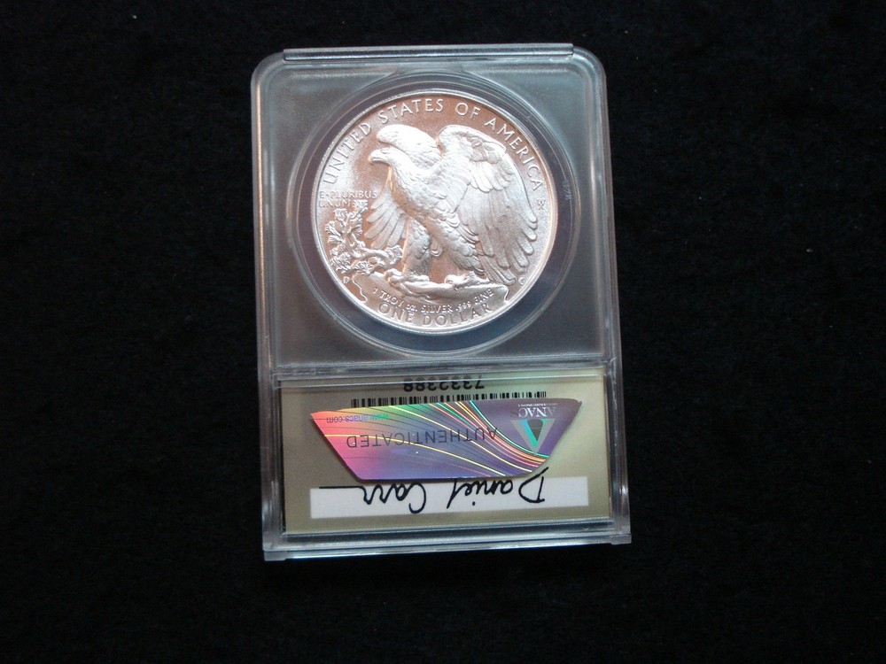 DANIEL CARR 1996-D WALKING LIBERTY $ O/S ON SILVER EAGLE