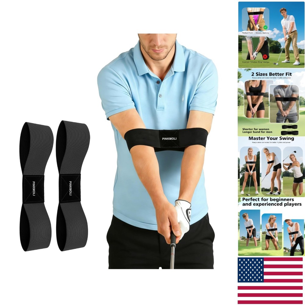Compact 2-Pack Golf Swing Training Arm Bands - Eliminate Flaws & Improve Rhythm