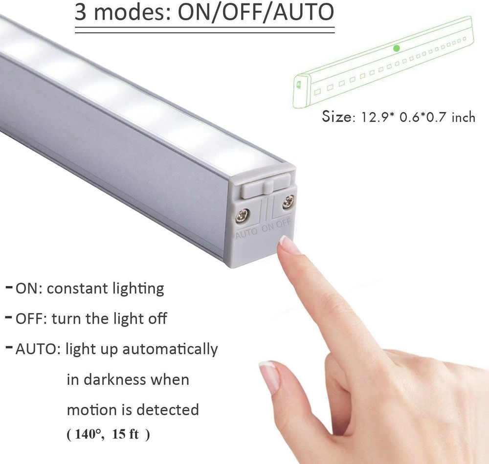 Battery-Powered Wireless Motion Sensor LED Light For Closet Cabinet Kitchen