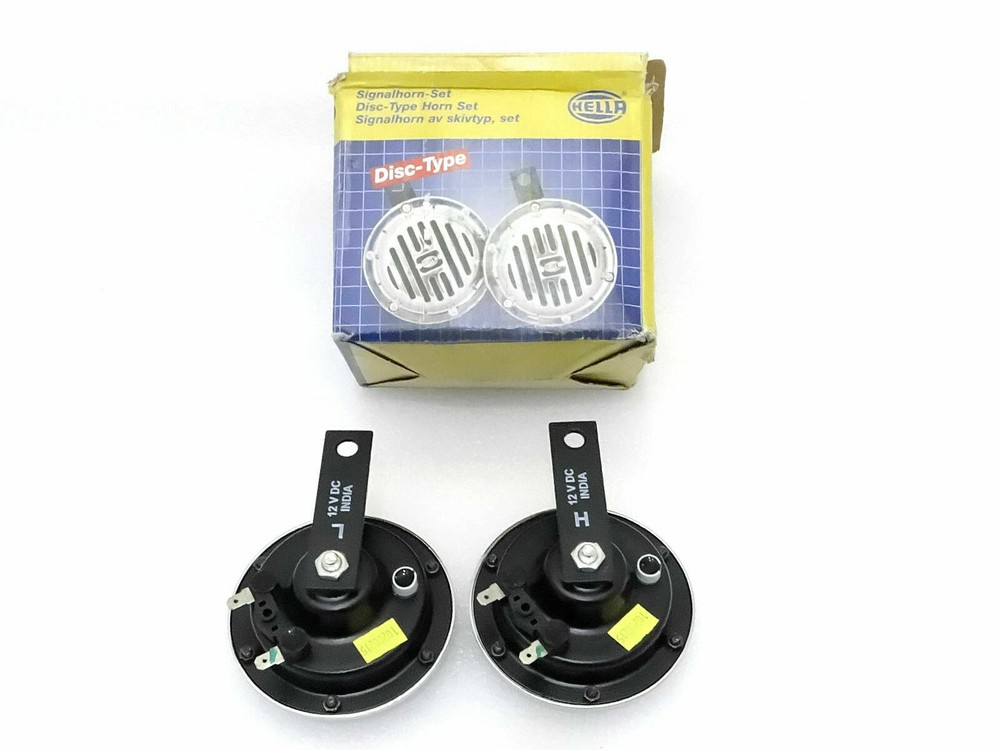 HELLA CHROME DISC TYPE HORN SET 12V PAIR
