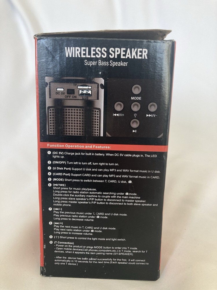 WIRELESS SPEAKER Super Bass Speaker LED Bluetooth Handheld Cellphone Accessory