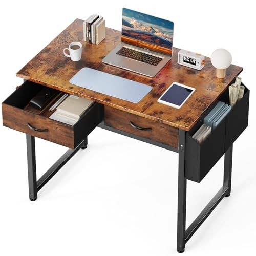 32" Home Office Computer Desk with Drawers, Small Gaming Writing Table, Storage